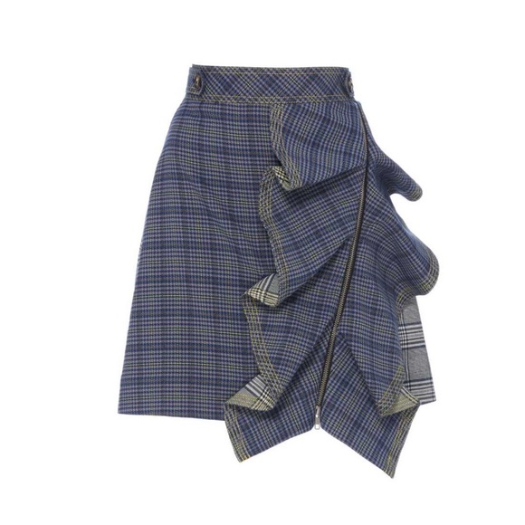 𝅺Self Portrait Flounced Check Mini Skirt - Picture 2 of 13